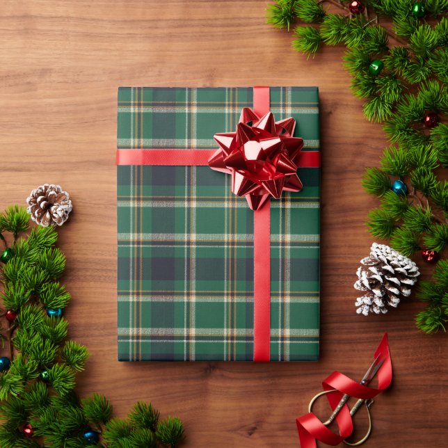 Papier cadeau à carreaux vert bleu jaune classique (Cadeau de vacances)