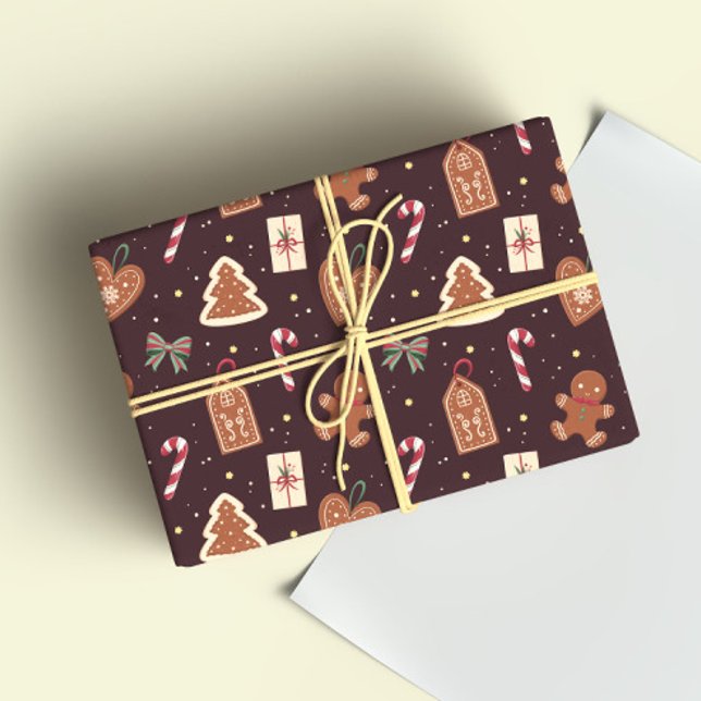 Papier Cadeau A Cute Christmas Wrapping Paper With Gingerbread (Créateur téléchargé)