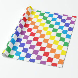 Papier Cadeau à damiers arc-en-ciel