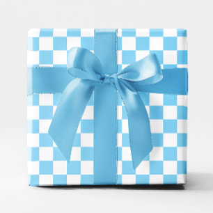 Papier Cadeau À damiers Bébé bleu et blanc