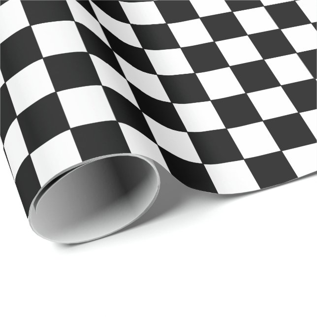 Papier Cadeau à damiers blanc et noir (Coin rond)