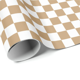 Papier Cadeau À damiers Brown/blanc