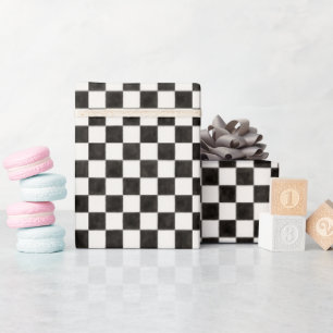 Papier Cadeau À damiers noir et blanc