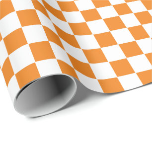 Papier Cadeau à damiers orange et blanc