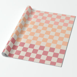 Papier Cadeau à damiers Peach Pink Pastel Blush Motif
