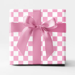 Papier Cadeau À damiers rose pâle et blanc