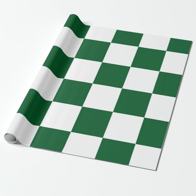 Papier Cadeau À damiers Vert et Blanc (Déroulé)