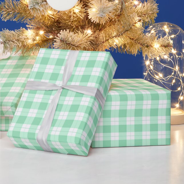 Papier Cadeau À damiers vert et blanc (Vacances)