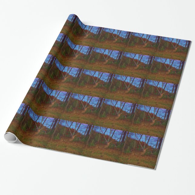 Papier Cadeau A Deer : Gold Red Green et Blue (Déroulé)