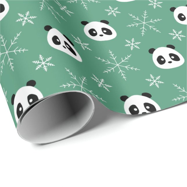 Papier Cadeau À feuillage persistant léger - Pandas mignons avec (Coin rond)