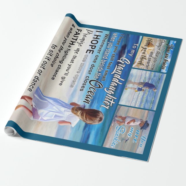 Papier Cadeau À Ma Petite-Fille Plage Et Mer Mon Soleil (Déroulé)