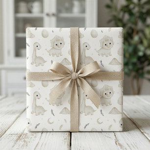 Papier cadeau à motif dinosaure aquarelle mignon