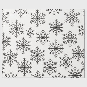 Papier cadeau à motif flocon de neige noir et blan