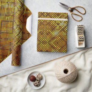 Papier cadeau à motif mosaïque doré