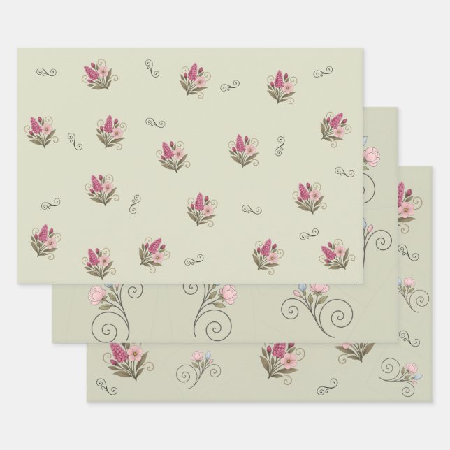 Papier cadeau à plat, lot de 3 wrapping paper sheet (Set)