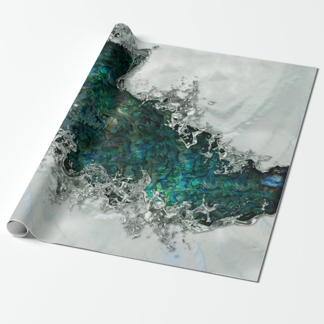 Papier Cadeau Abalone Shell Pearl et Argent 1 (Déroulé)