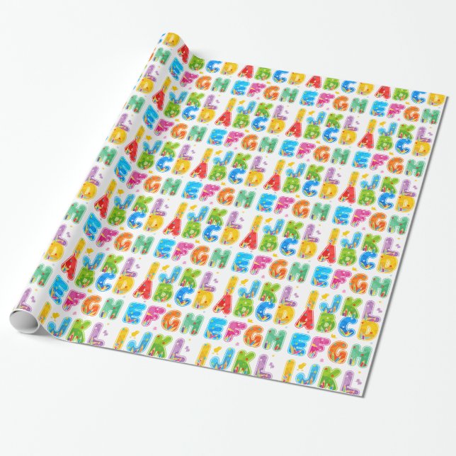 Papier Cadeau ABC décoré réglé, AL de lettres (Déroulé)