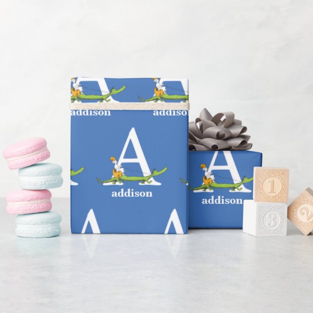 Papier Cadeau ABC du Dr Seuss : Lettre A - Blanc | Ajouter Votre (Baby Shower)
