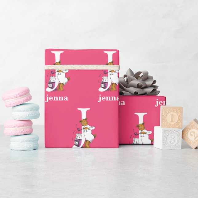 Papier Cadeau ABC du Dr Seuss : Lettre J - Blanc | Ajouter Votre (Baby Shower)