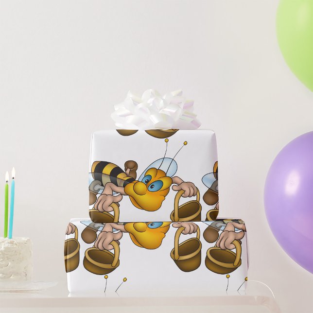 Papier Cadeau Abeille à miel avec illustration d'un bus occupé e (Créateur téléchargé)