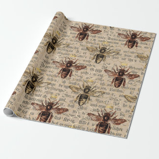 Papier Cadeau Abeille de la reine Brown