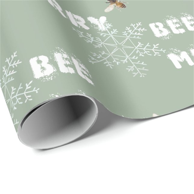 Papier Cadeau Abeille Joyeux Snowflakes Dreamy Envelopper du pap (Coin rond)