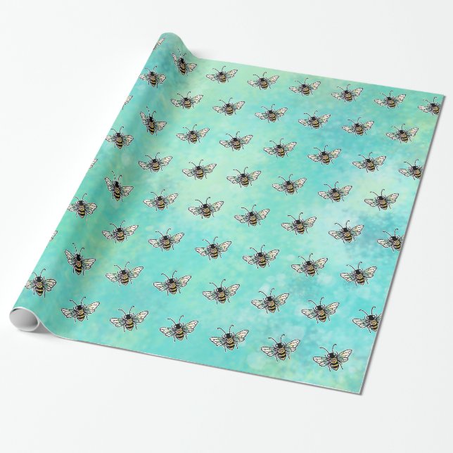 Papier Cadeau Abeille mignonne (Déroulé)