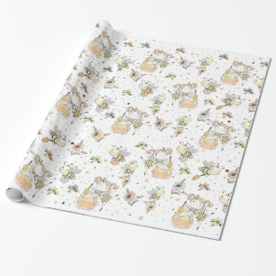 Papier Cadeau Abeilles à Miel, Fées et Bébés Abeilles en Motif S