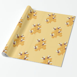 Papier Cadeau Abeilles de miel et conception de peigne de miel