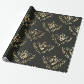 Papier Cadeau Abeilles noires et d'or.