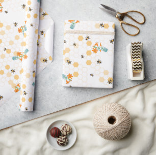 Papier Cadeau Abeilles occupées et papier d'enveloppement quotid