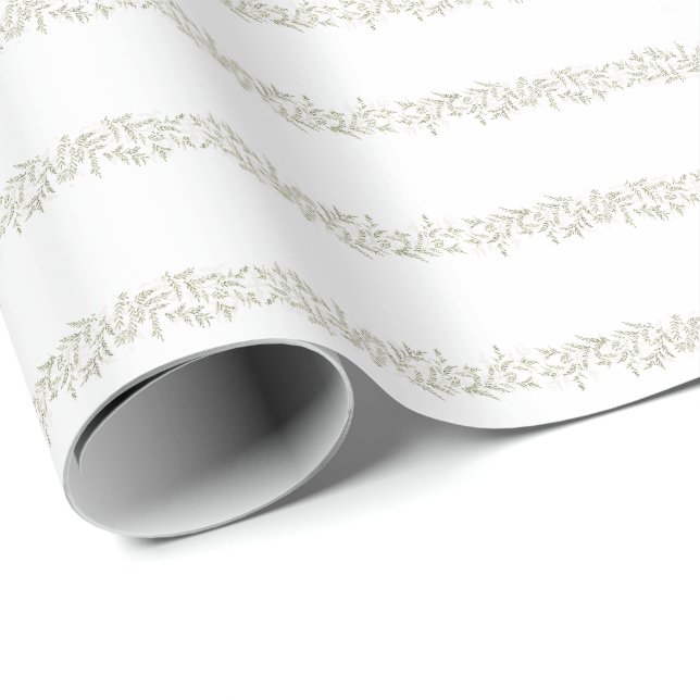 Papier Cadeau abondance de noël élégant feuillage botanique (Coin rond)