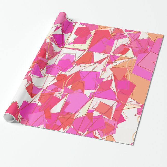 Papier Cadeau Abrégé sur moderne la moitié du siècle, fuchsia, (Déroulé)