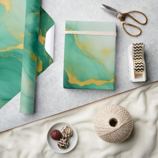 Papier Cadeau Abstract Green Marble (Artisanat)