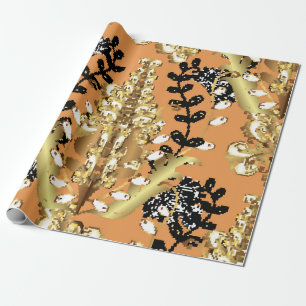 Papier Cadeau abstract pattern on orange yellow background with