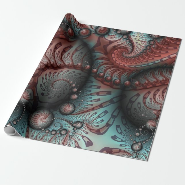 Papier Cadeau Abstract Vivid Fantasy Fractal Art Brown Blue (Déroulé)