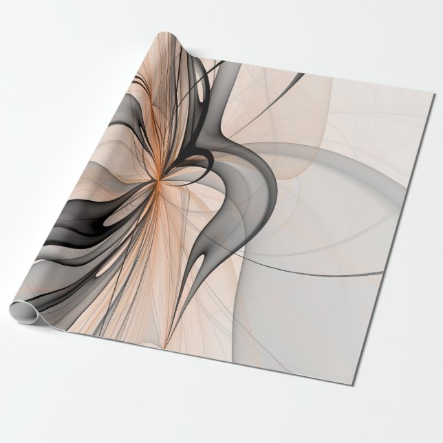 Papier Cadeau Abstrait Anthracite Grey Sienna Art moderne fracta (Déroulé)