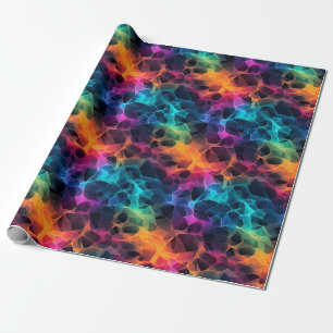 Papier Cadeau Abstrait arc-en-ciel sur fond noir