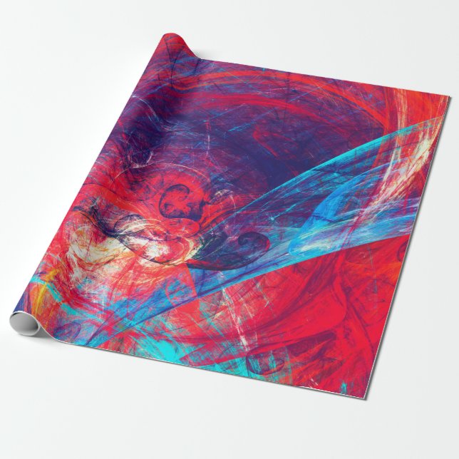Papier Cadeau Abstrait beau rouge et bleu clair dossier de coule (Déroulé)