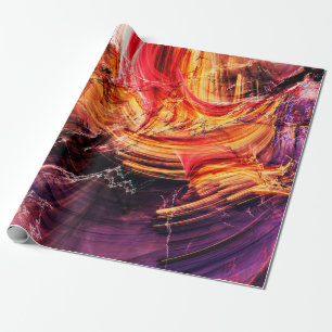 Papier Cadeau Abstrait beau violet, rouge et jaune brillant c