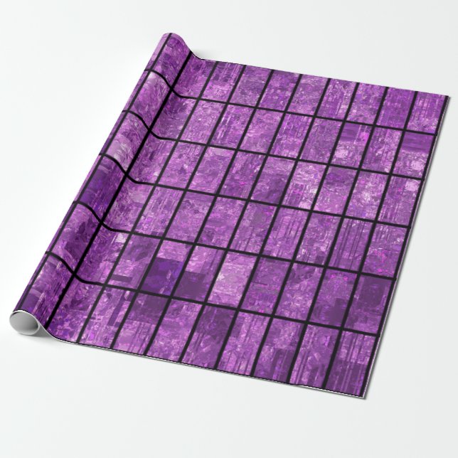 Papier Cadeau Abstrait brillant en mosaïque violet arrière - pla (Déroulé)