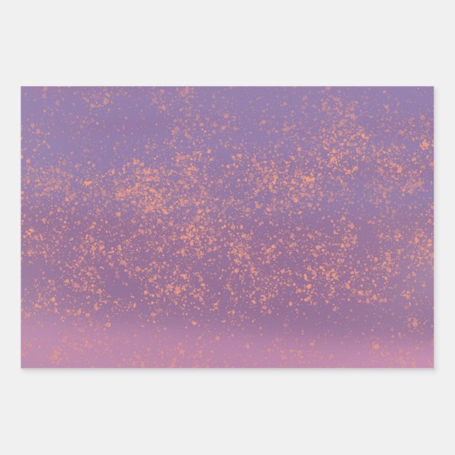 Papier cadeau Abstrait couleur violet et de pêche (Devant)