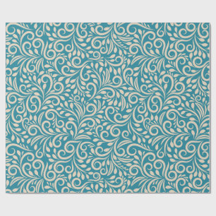 Papier Cadeau Abstrait cyan foncé fleuri motif