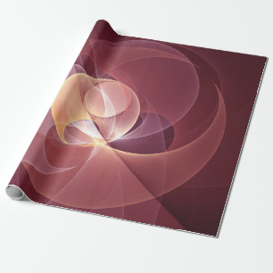 Papier Cadeau Abstrait Élégant Moderne Art Fractal Rouge Vin