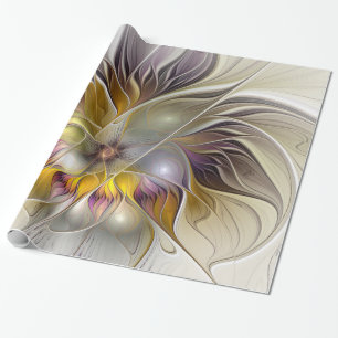 Papier Cadeau Abstrait Imaginaire coloré Fleur moderne Fractal