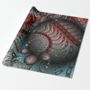 Papier Cadeau Abstrait Imaginaire dynamique Fractal Art Brown Bl