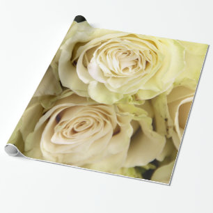 Papier Cadeau Abstrait Jardin de Roses Blanches Élégant Wrappin 