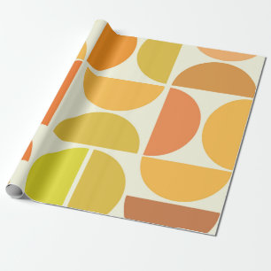 Papier Cadeau Abstrait milieu du siècle moderne cercles orange j