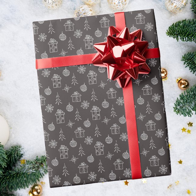 Papier Cadeau Abstrait moderne Simple Motif de Noël (Créateur téléchargé)