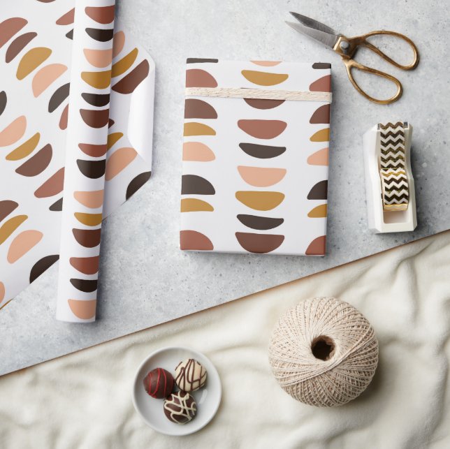 Papier Cadeau Abstrait | Noël | Beige | Minimaliste | (Artisanat)